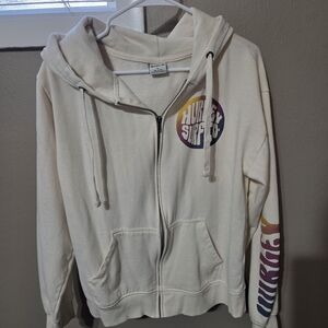Hurley cream full zip multicolor ombré logo hooded jacket size large
